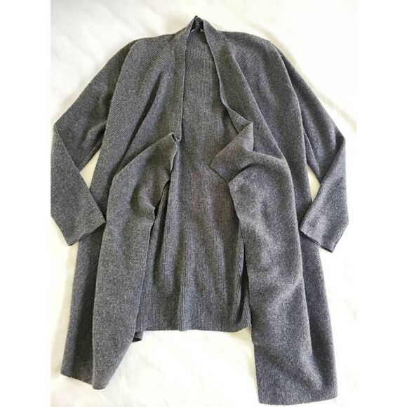 Eileen Fisher Open Cardigan Sweater Women's XS Gray Knit Long Sleeve Cashmere - Picture 1 of 4